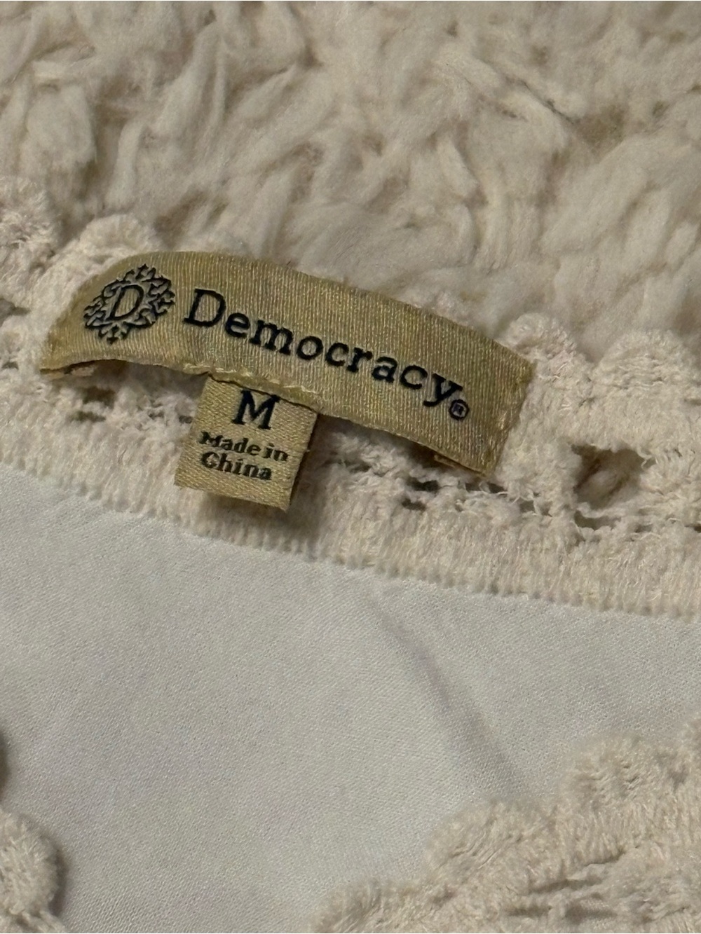Democracy Boho Ivory Crochet Lace Embroidered Peasant Blouse Top - Picture 5 of 5